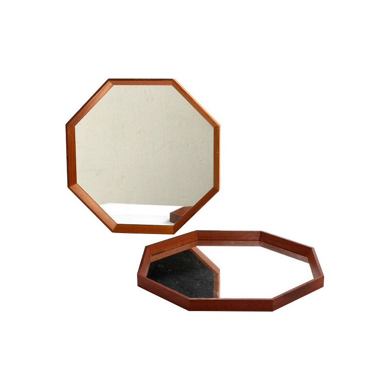 Octagonal teak mirror - 1960s