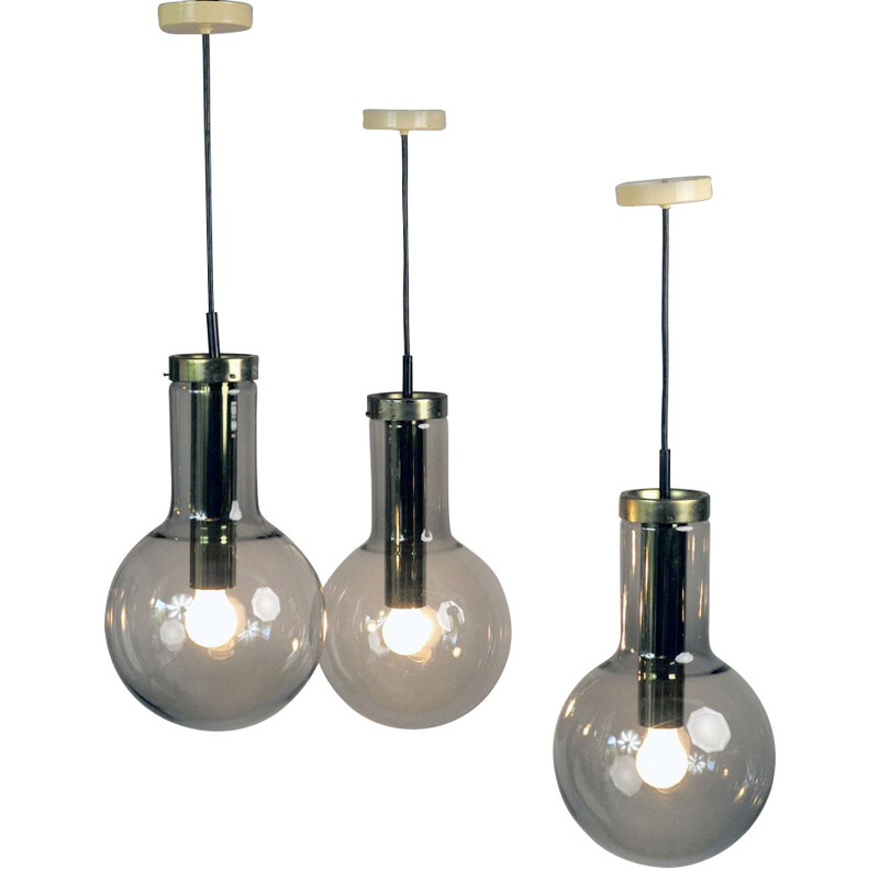 Set of 9 glass hanging lamps, Manufacturer RAAK - 1970s