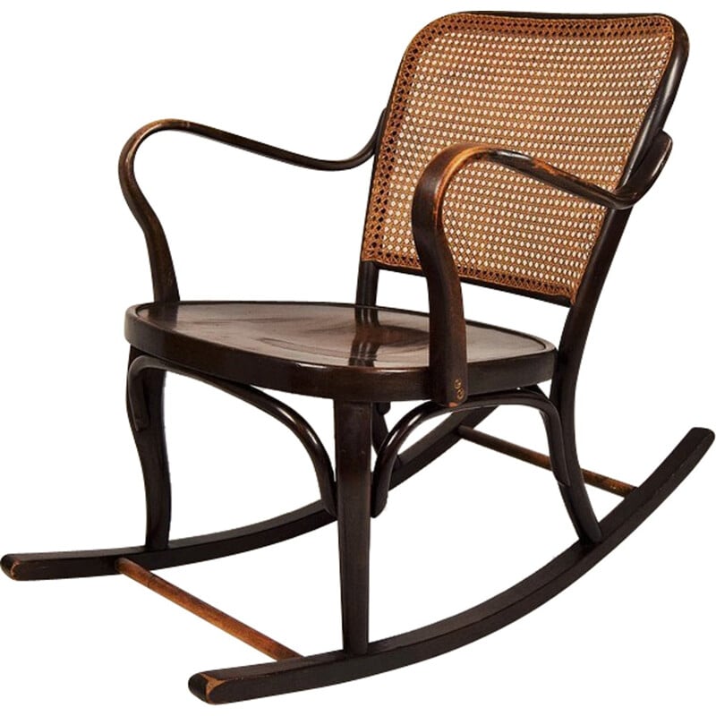 Vintage oak bentwood rocking chair by Josef Frank for Thonet A 752, 1930