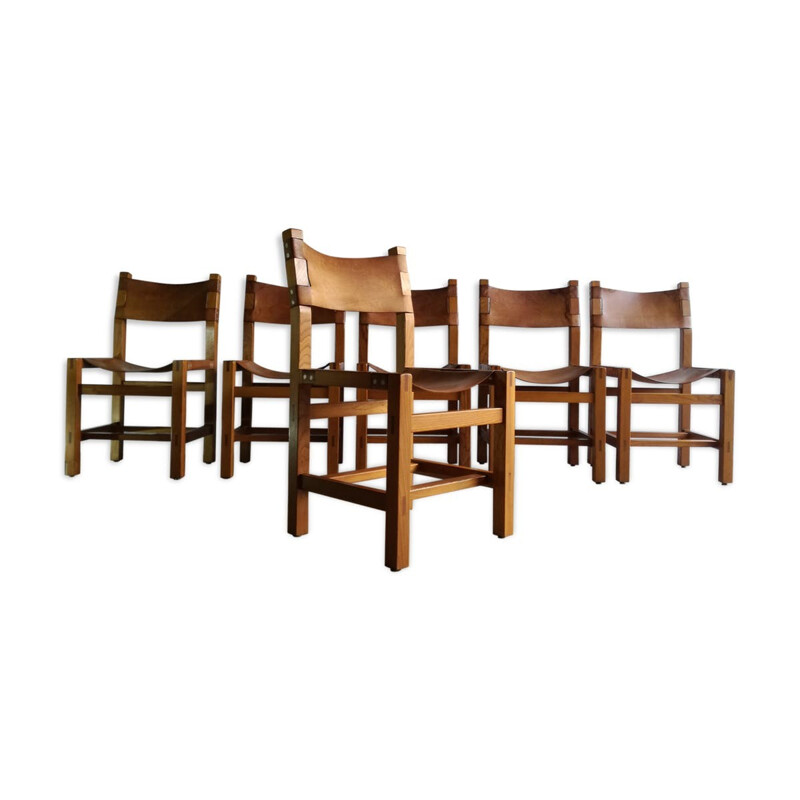 Set of 6 chairs designed by Pierre Chapo - 1960