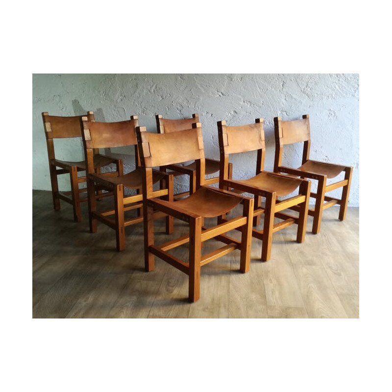 Set of 6 chairs designed by Pierre Chapo - 1960