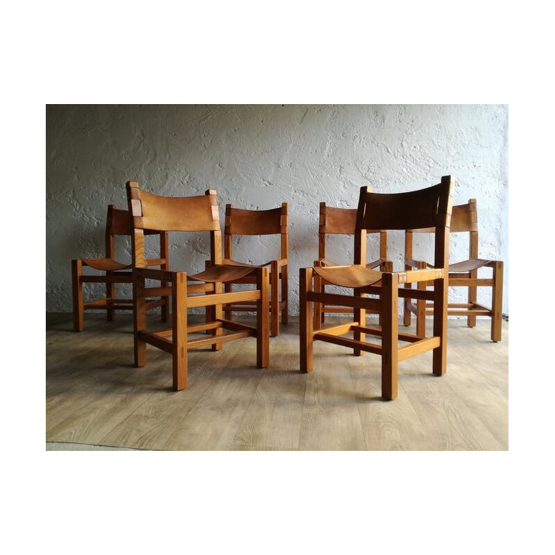 Set of 6 chairs designed by Pierre Chapo - 1960