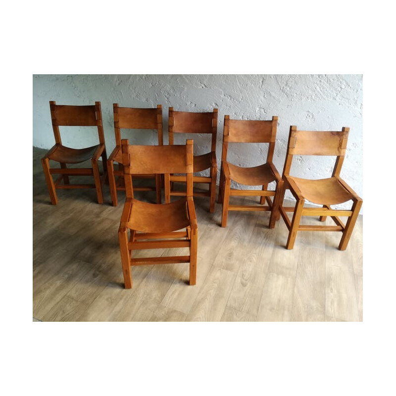 Set of 6 chairs designed by Pierre Chapo - 1960