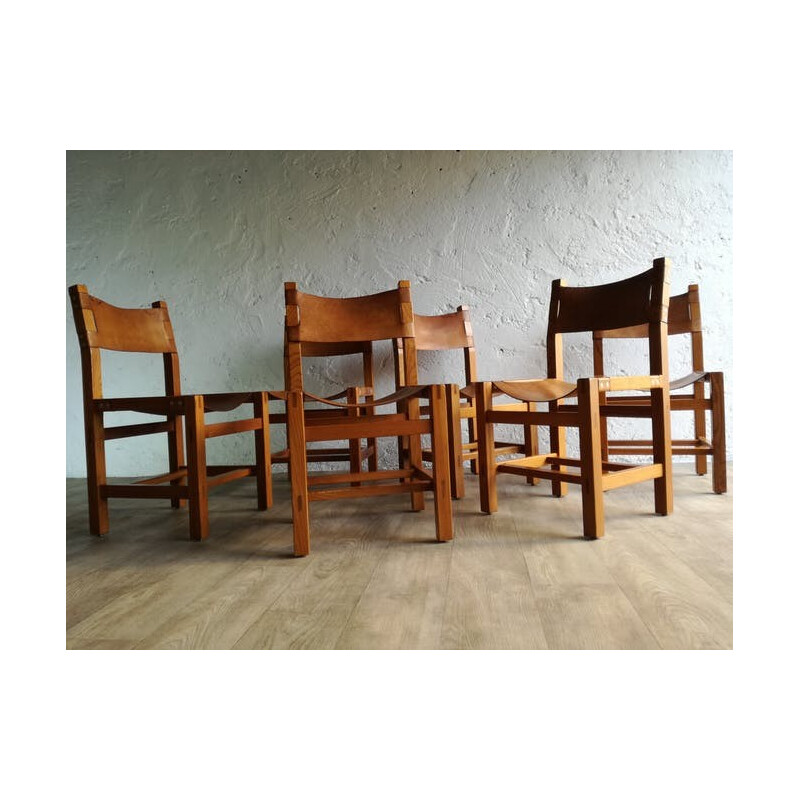 Set of 6 chairs designed by Pierre Chapo - 1960