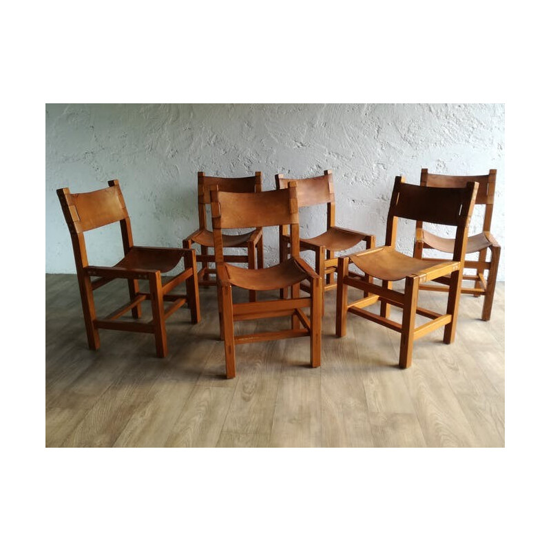 Set of 6 chairs designed by Pierre Chapo - 1960