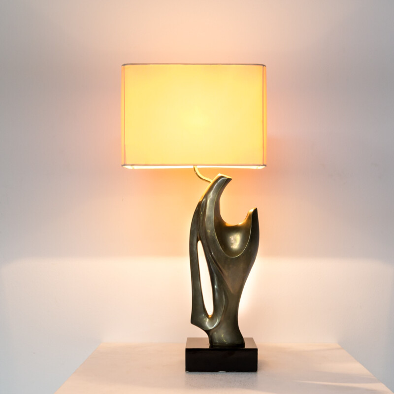 Artistic bronze table lamp - 1970s