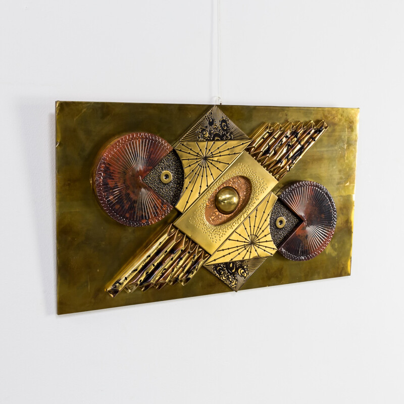 Mixed metals brutalist wall decoration - 1970s