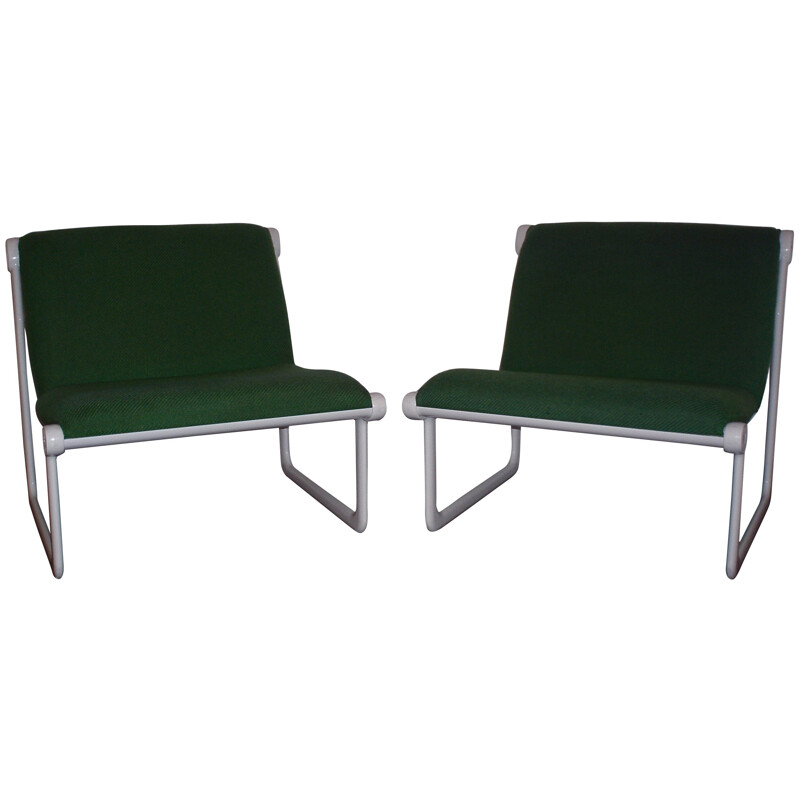 Pair of green low seats, Andrew Ivar MORRISON and Bruce HANNAH - 1970s