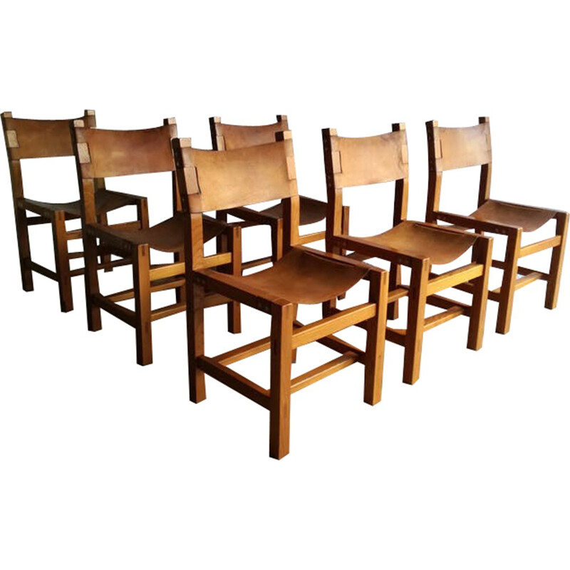 Set of 6 chairs designed by Pierre Chapo - 1960