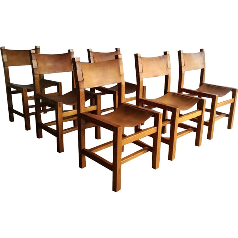 Série de 6 chaises design Pierre Chapo - 1960