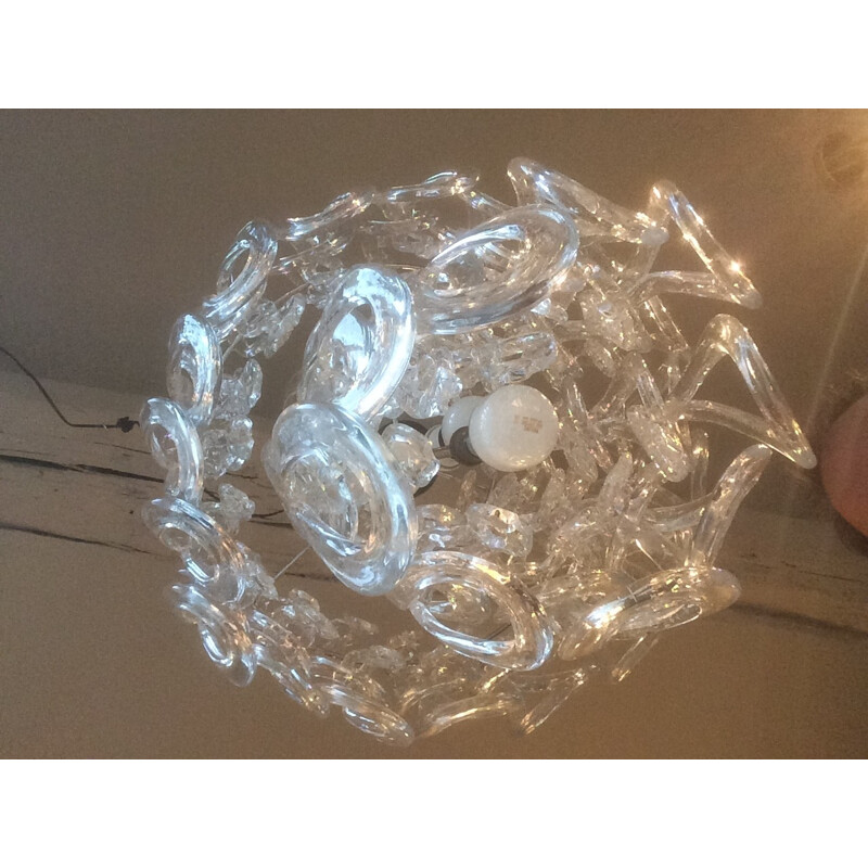 Crystal "Giogali" chandelier by Angelo Mangiarotti for Vistosi - 1960s