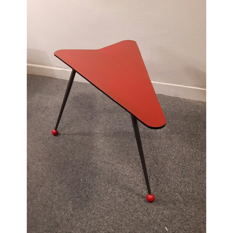 Vintage red coffee table in wood - 1950s