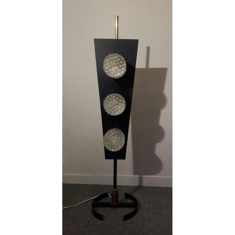 Vintage floor lamp in black metal - 1950s