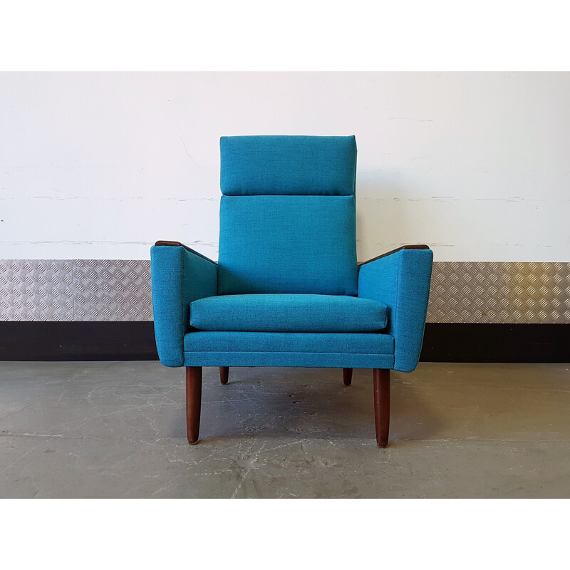Vintage Danish Armchair in blue fabric - 1960s
