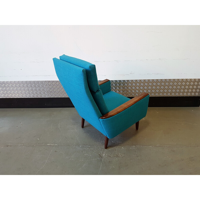 Vintage Danish Armchair in blue fabric - 1960s