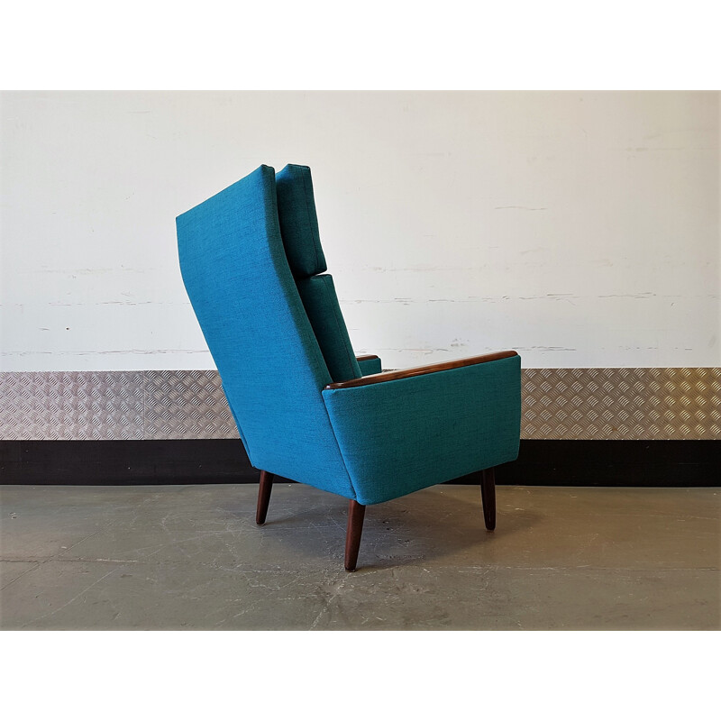 Vintage Danish Armchair in blue fabric - 1960s