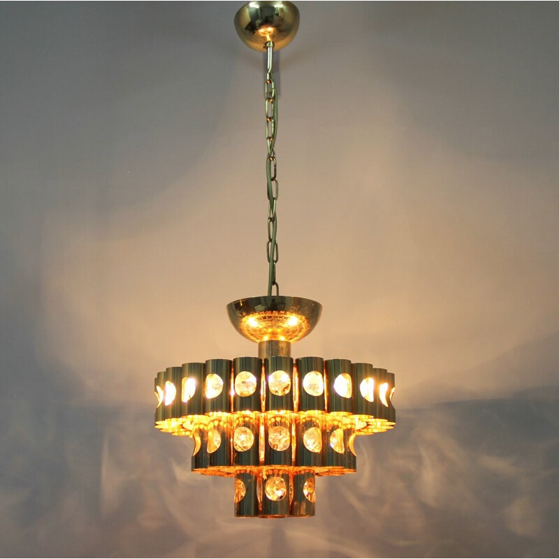 Vintage chandelier in glass and metal - 1960s