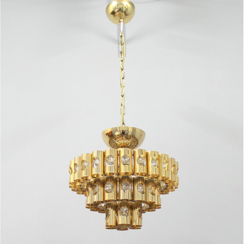 Vintage chandelier in glass and metal - 1960s