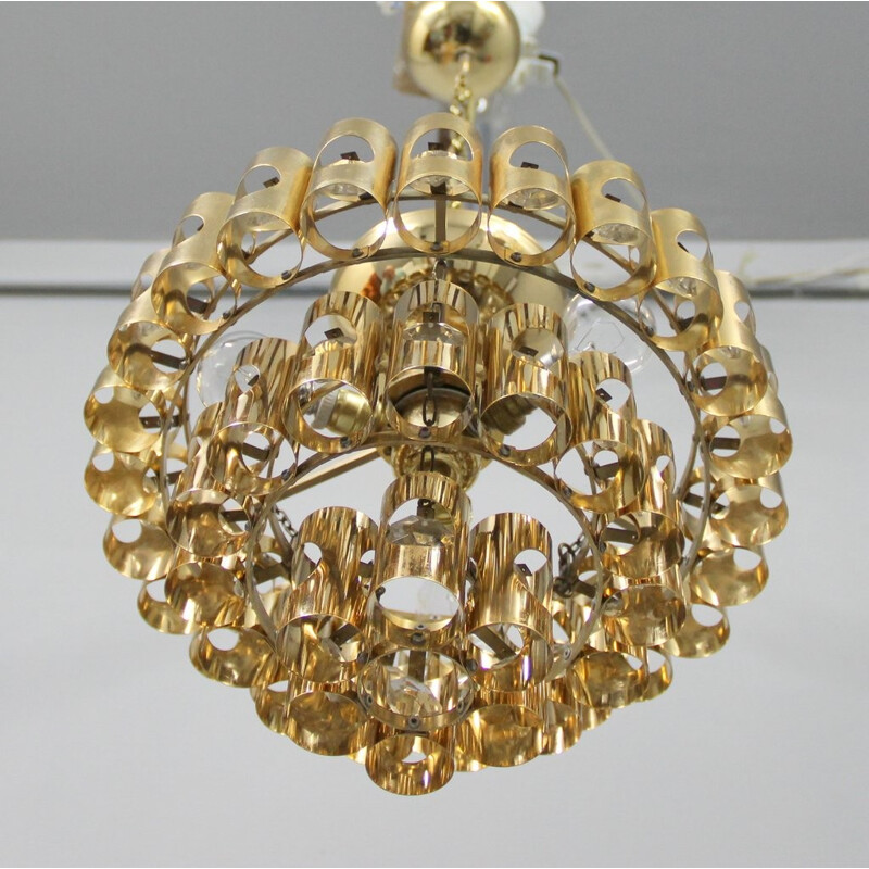 Vintage chandelier in glass and metal - 1960s