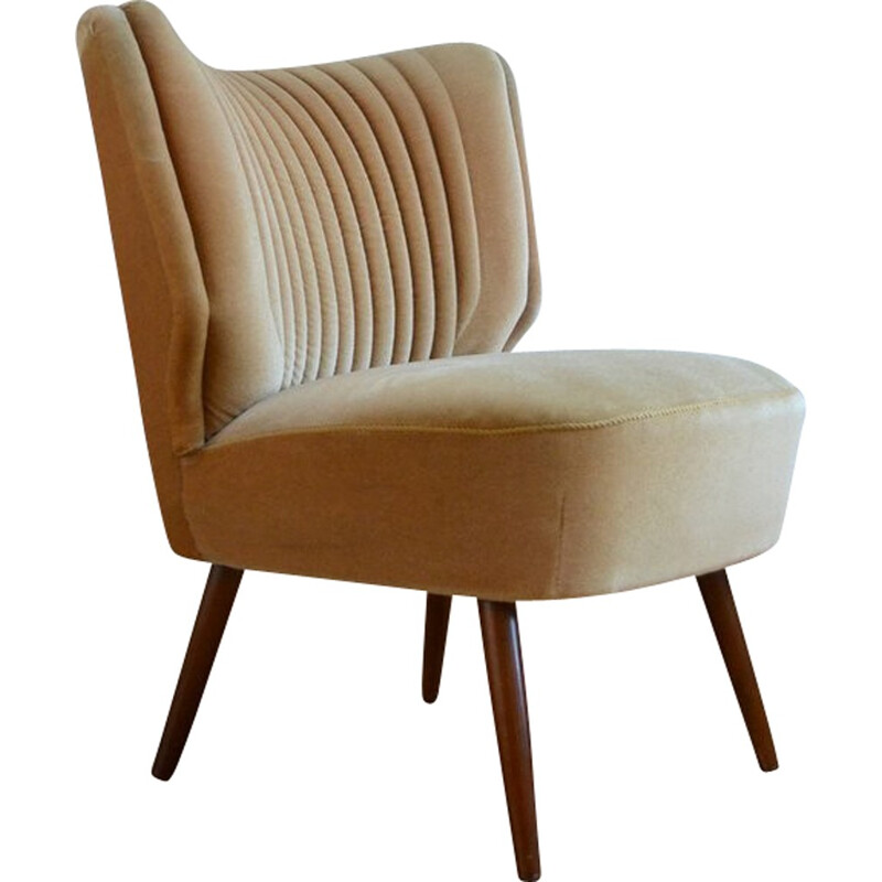 Vintage chair in beige silk velvet - 1960s