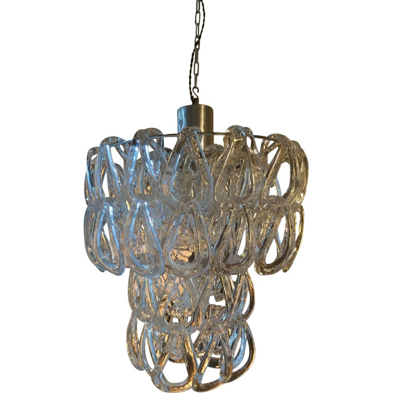 Crystal "Giogali" chandelier by Angelo Mangiarotti for Vistosi - 1960s