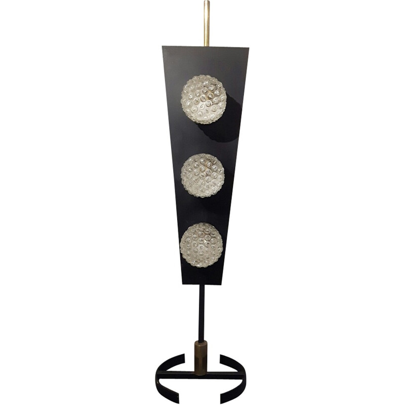 Lampadaire vintage en métal noir - 1950
