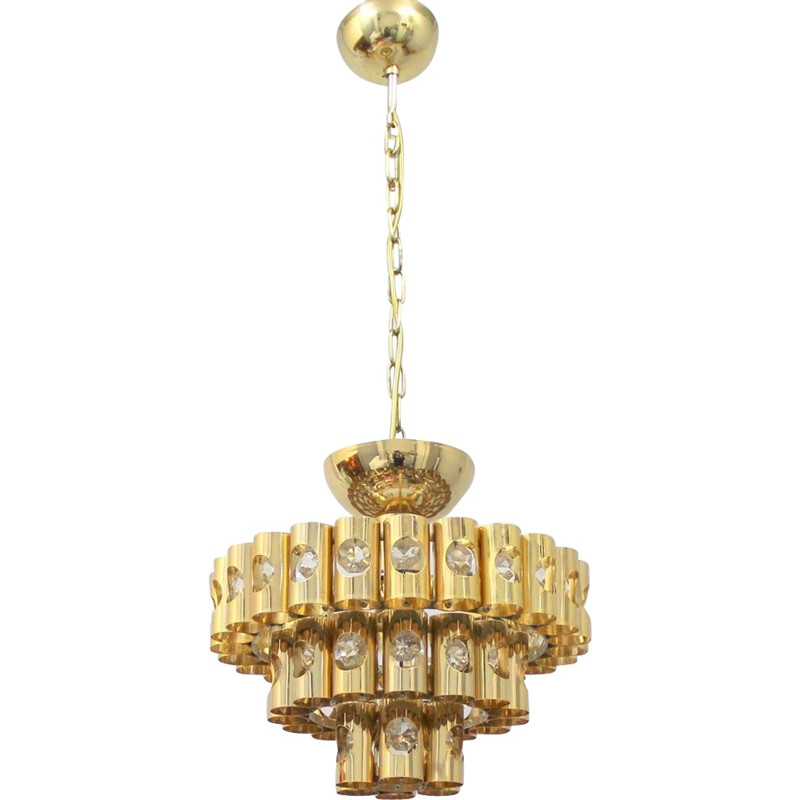 Vintage chandelier in glass and metal - 1960s