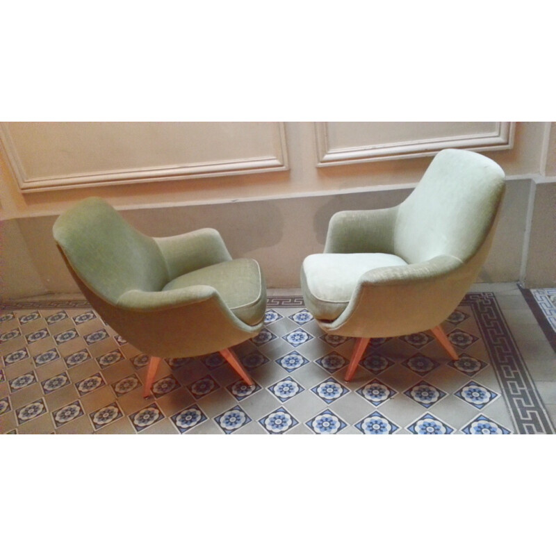 Danish green armchair - 1950s