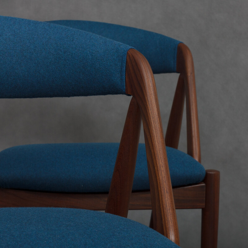 Vintage chair in teak and blue wool by Kai Kristiansen - 1960s