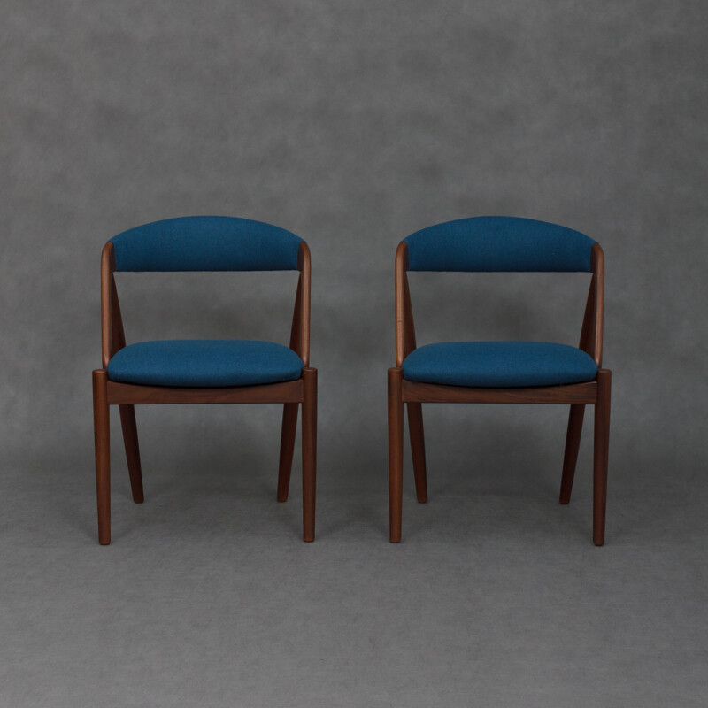 Vintage chair in teak and blue wool by Kai Kristiansen - 1960s