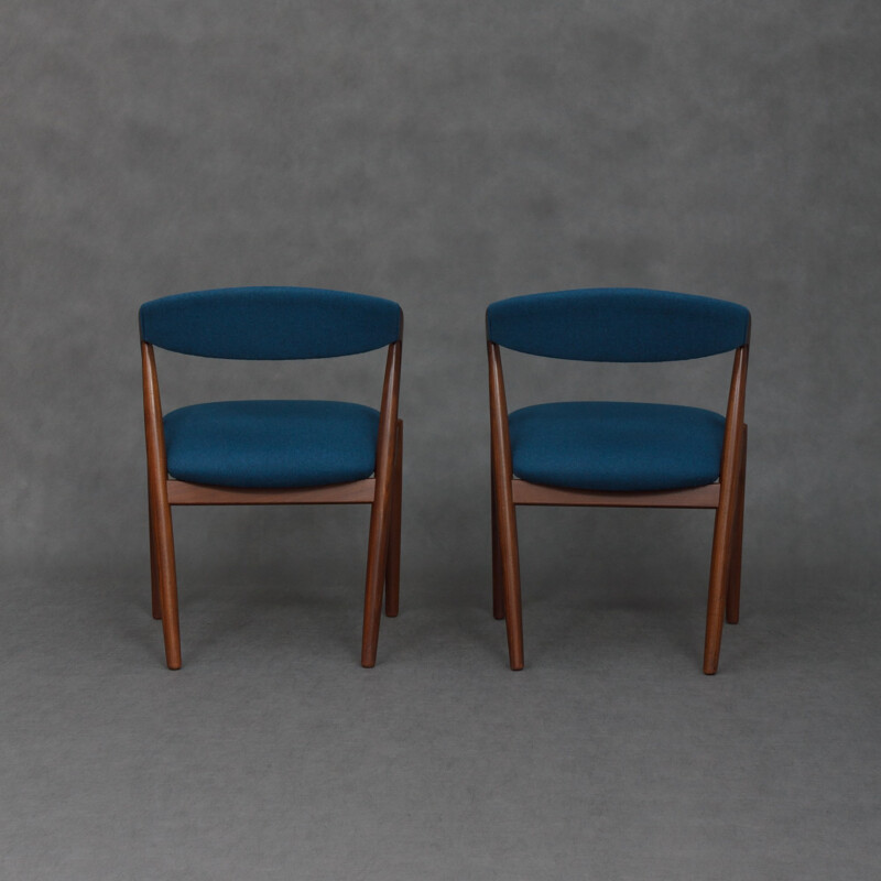 Vintage chair in teak and blue wool by Kai Kristiansen - 1960s