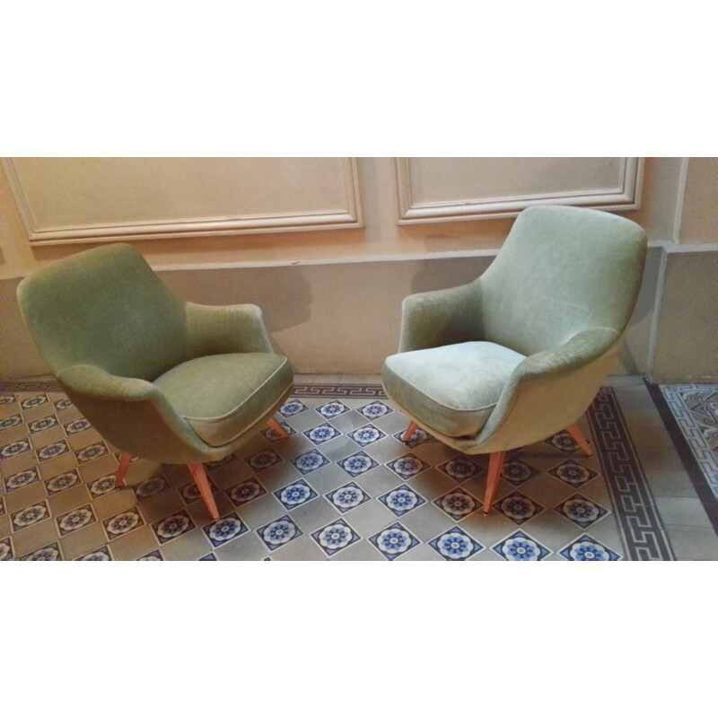 Danish green armchair - 1950s