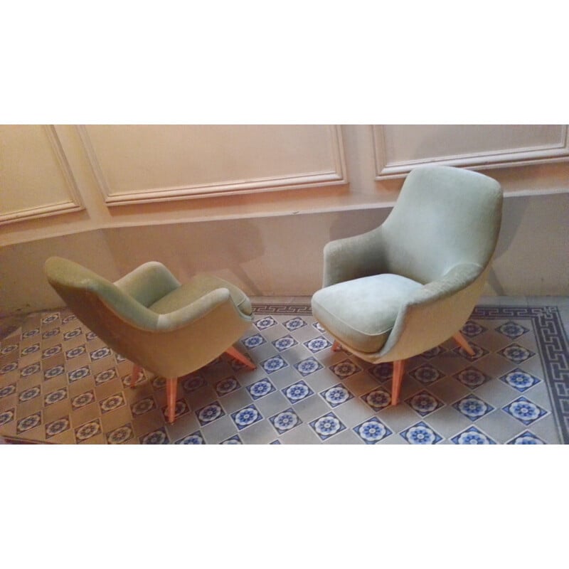 Danish green armchair - 1950s