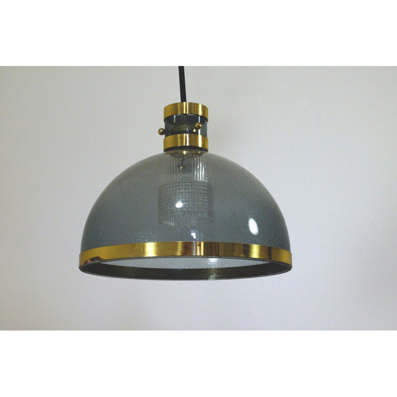 Swedish suspension lamp in smoked glass by Mac Hegerup - 1960s