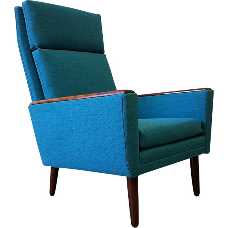 Vintage Danish Armchair in blue fabric - 1960s