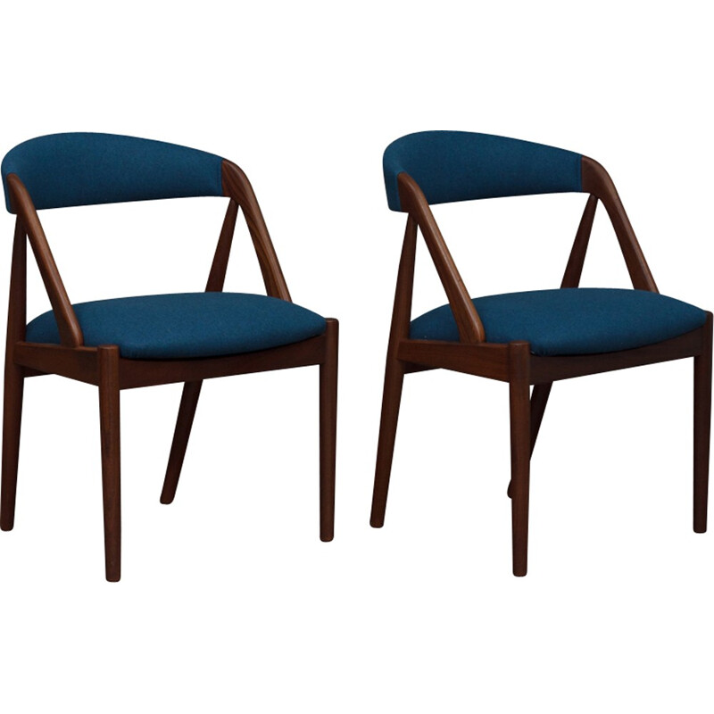 Vintage chair in teak and blue wool by Kai Kristiansen - 1960s