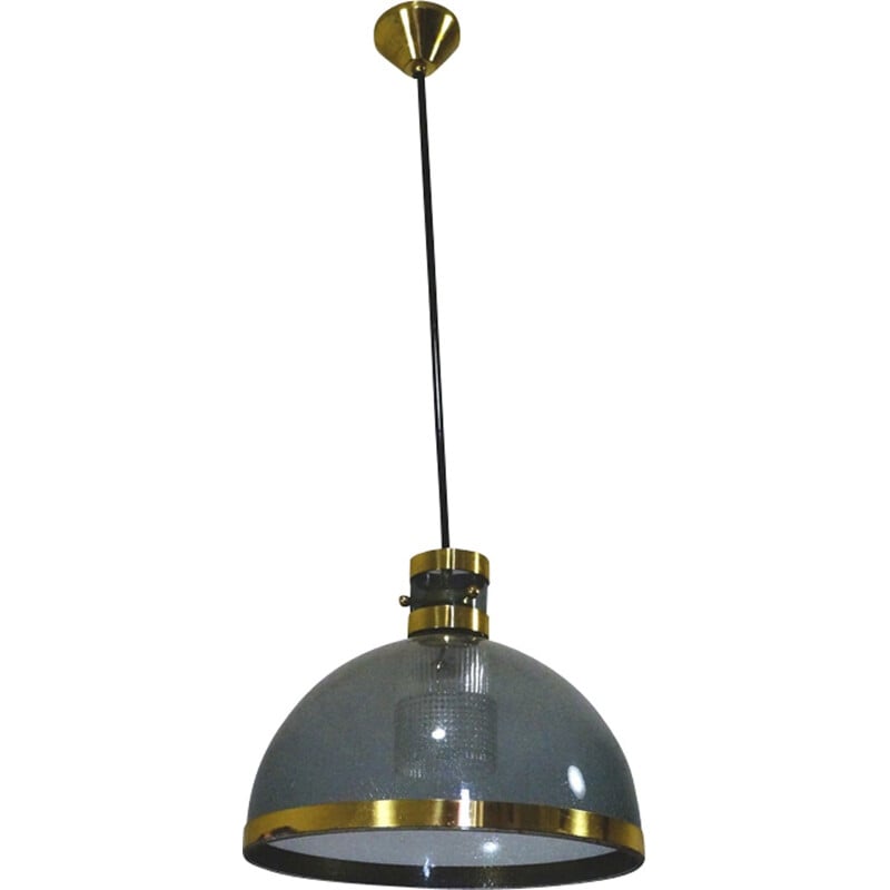 Swedish suspension lamp in smoked glass by Mac Hegerup - 1960s
