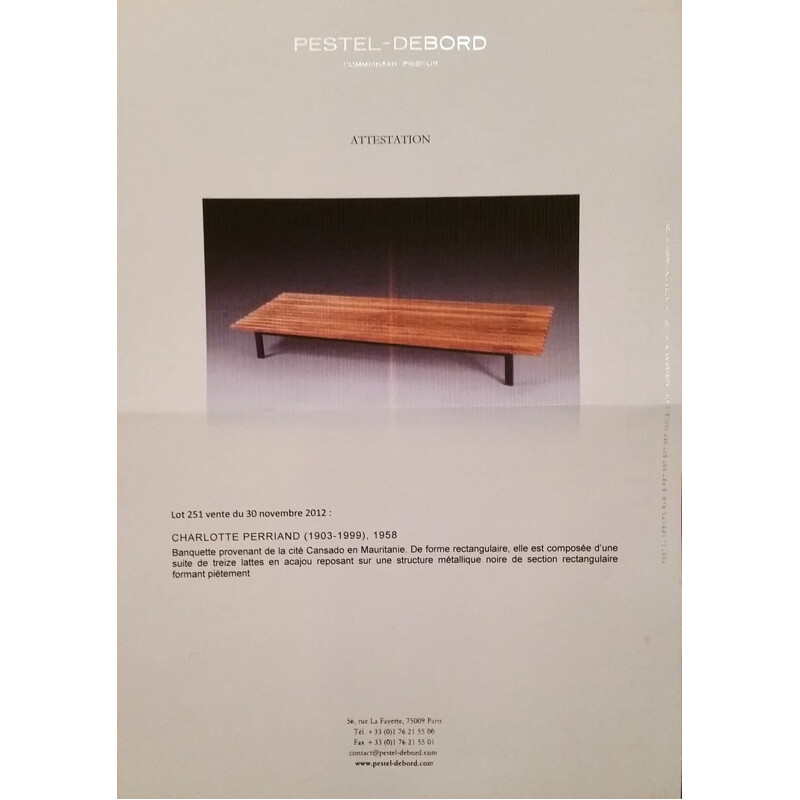 Vintage "Cansado" bench by Charlotte Perriand - 1950s