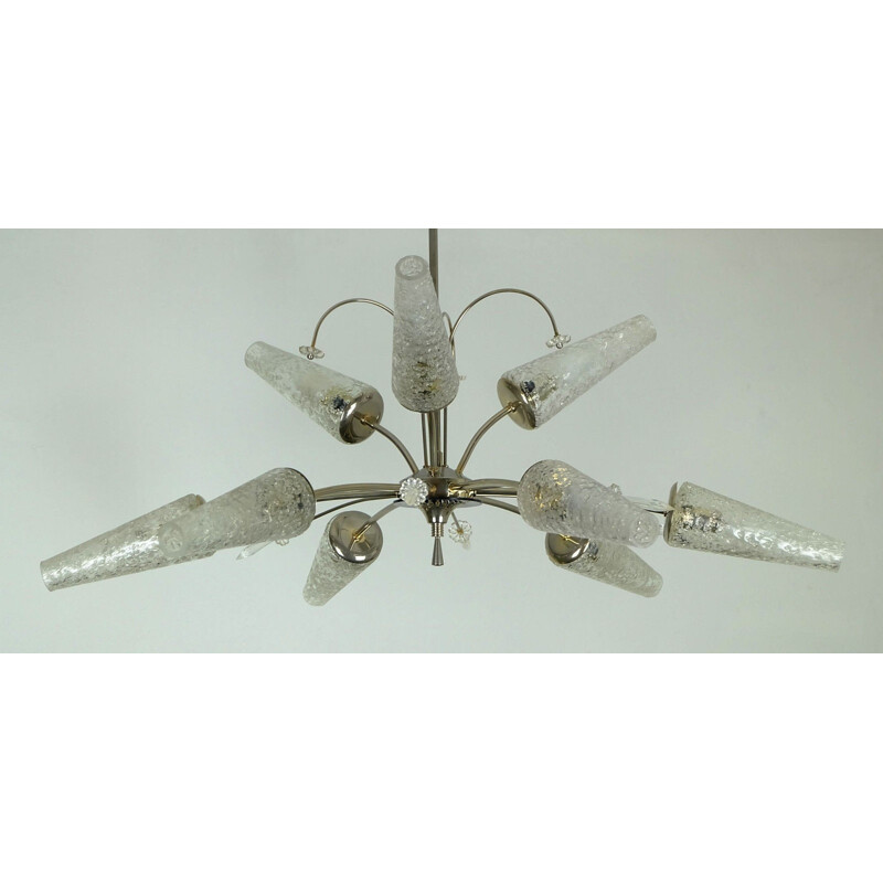 Vintage french 9-arms chandelier - 1950s 