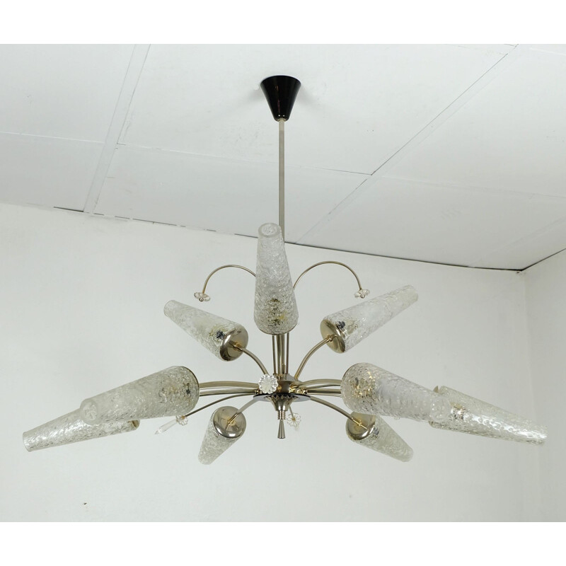 Vintage french 9-arms chandelier - 1950s 