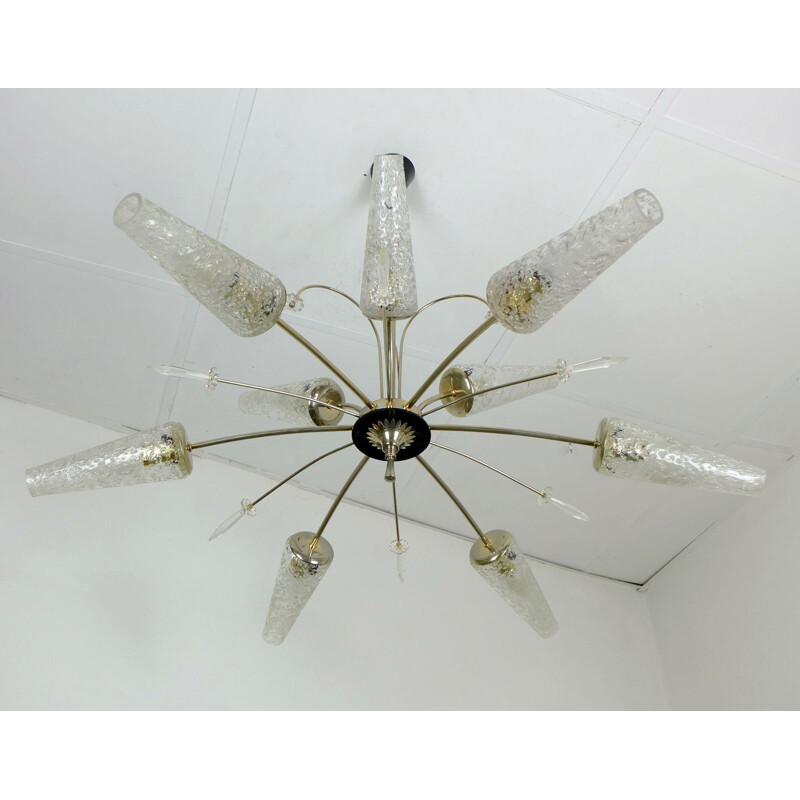 Vintage french 9-arms chandelier - 1950s 
