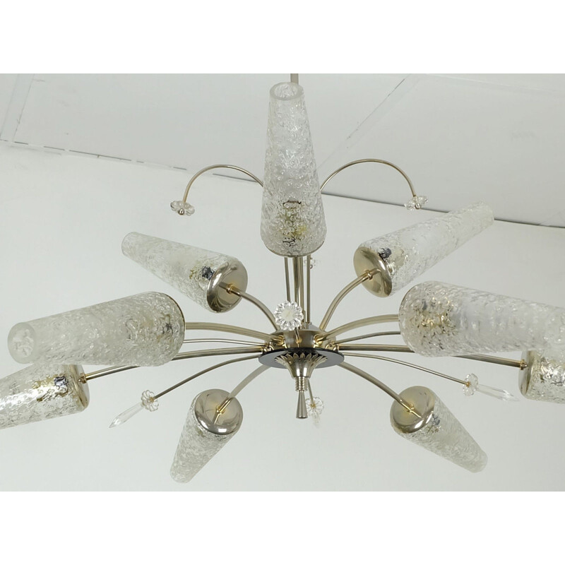 Vintage french 9-arms chandelier - 1950s 
