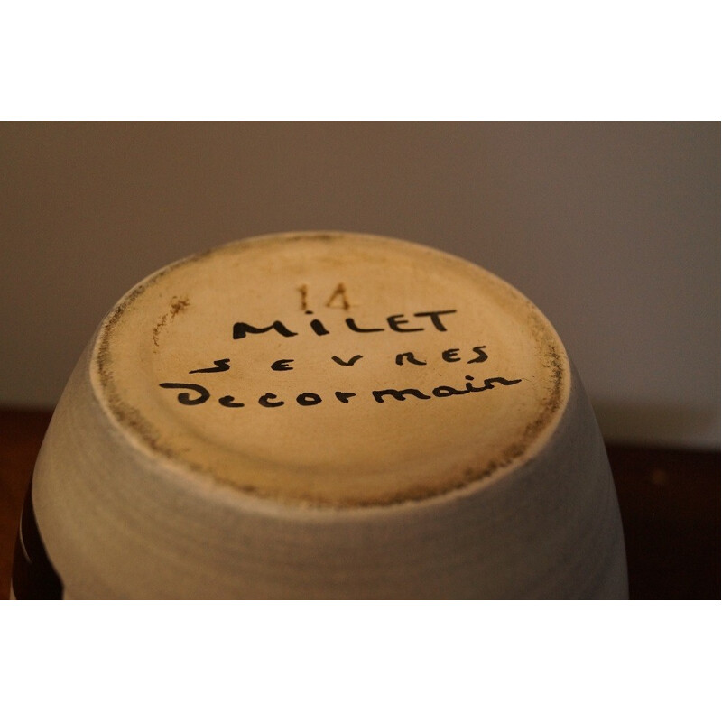 Cache pot en céramique de Paul Milet - 1950