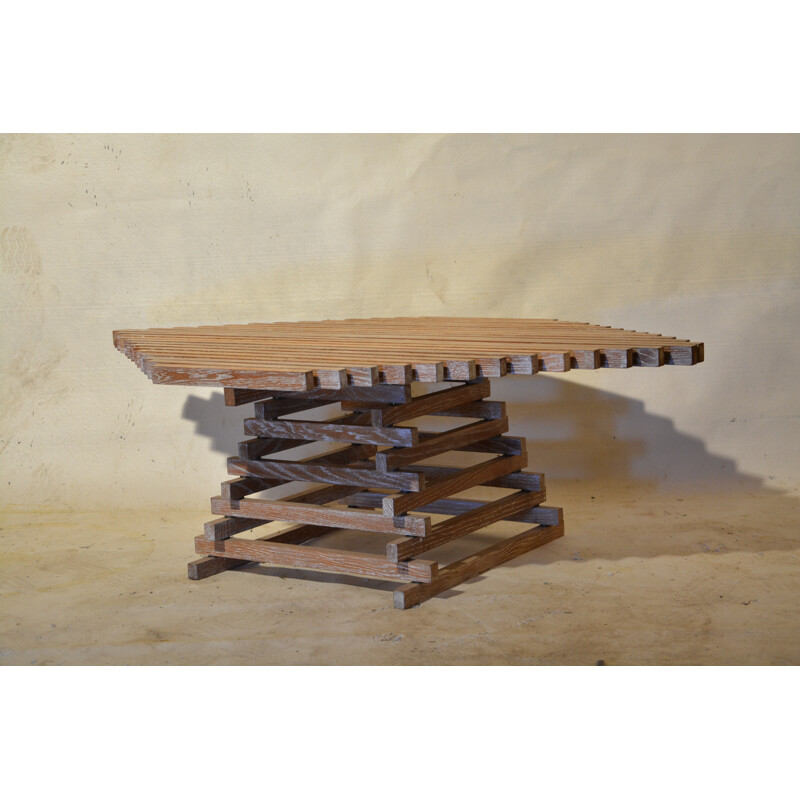 Table basse vintage en chêne, 1980