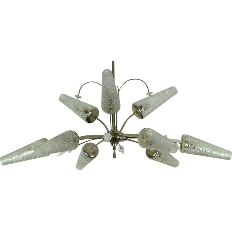 Vintage french 9-arms chandelier - 1950s 