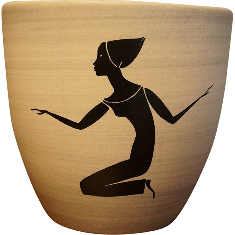 Cache pot en céramique de Paul Milet - 1950