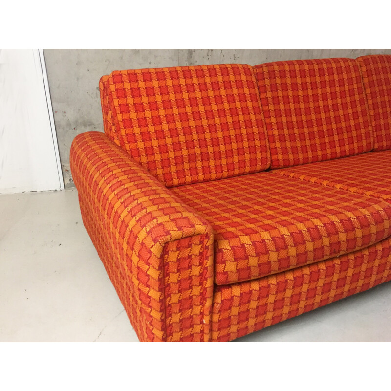 Vintage Danish orange 3 seater sofa - 1970s