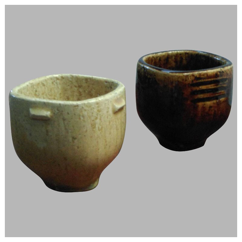 Vintage pair of miniature Stoneware Bowls by Palshus for Per Linnemann-Schmidt - 1970s