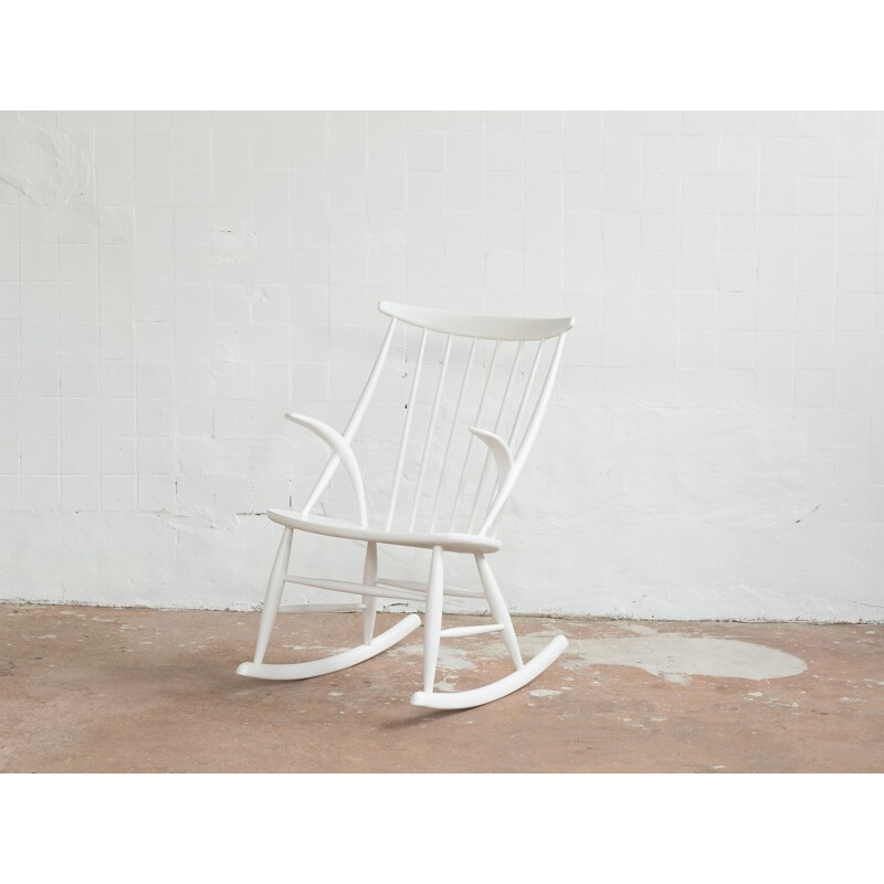 White rocking chair by Illum Wikkelsø for Niels Eilersen - 1950s