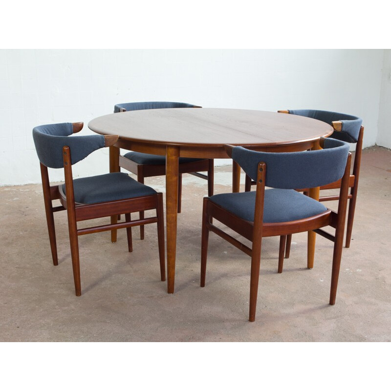 Danish round table in teak with 2 extension plates - 1960s